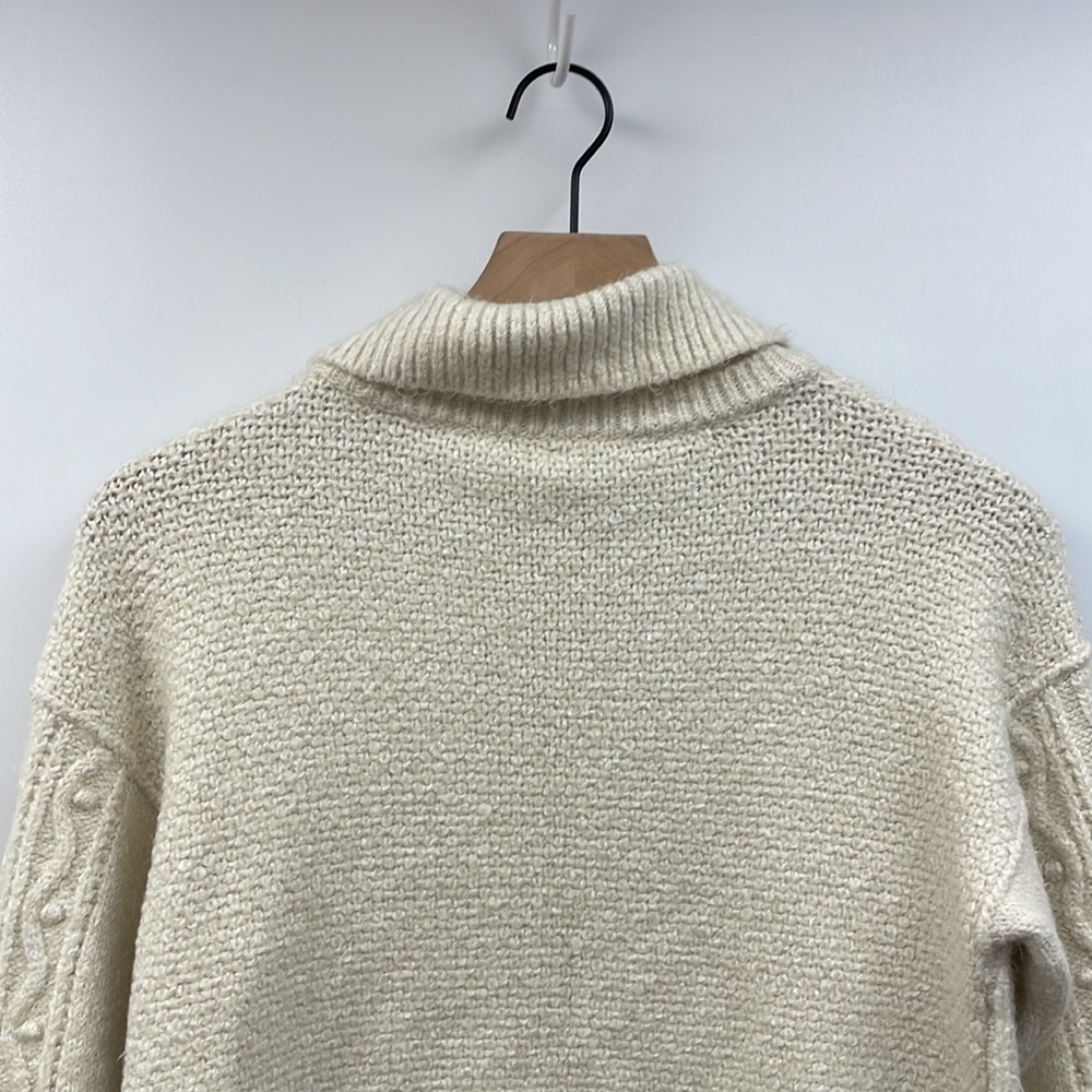 Free People Every Cloud Soft Knit Collared Cable Knit Pullover Sweater Small - Picture 7 of 10